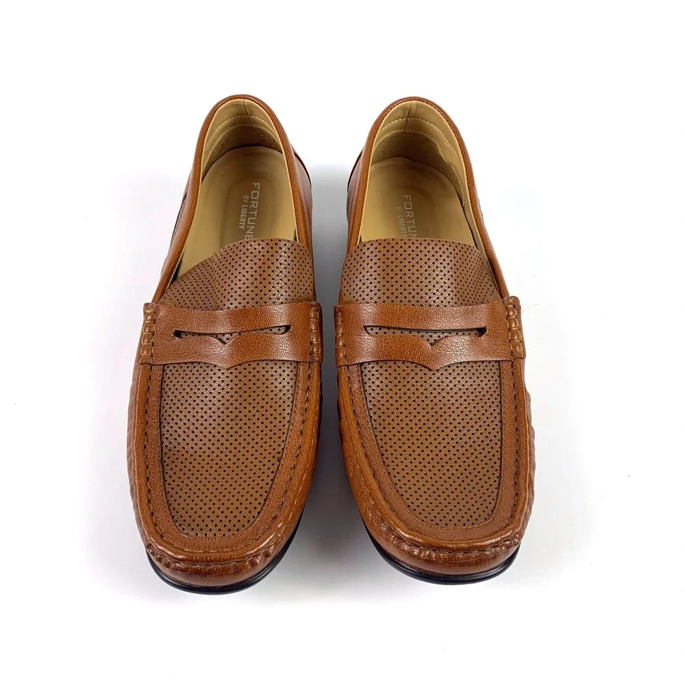 Fortune by Liberty Penny Loafers Mens Sz 11 US 44 Euro Cognac Leather Upper READ